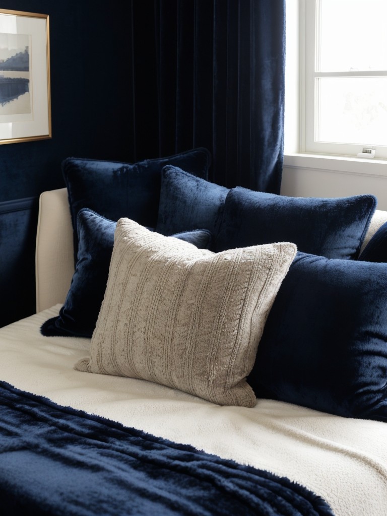 Cozy Navy Bedroom Vibes: Texture Ideas for an Elegant Apartment