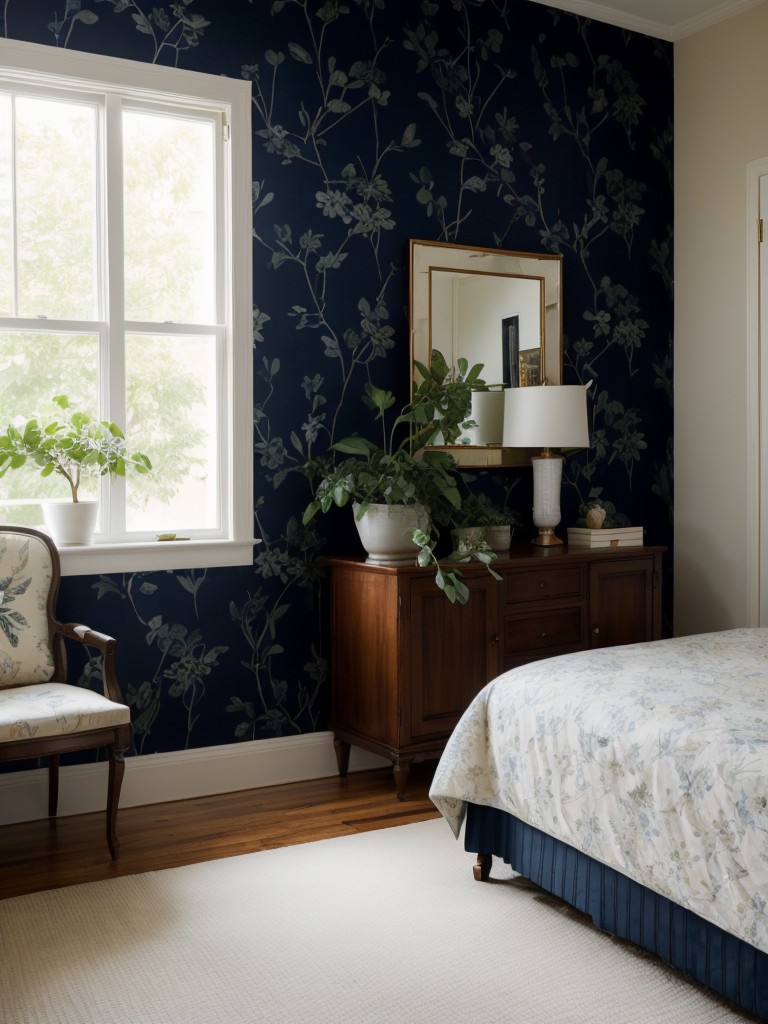 Botanical Bliss: Elevate Your Apartment with Navy Bedroom Decor