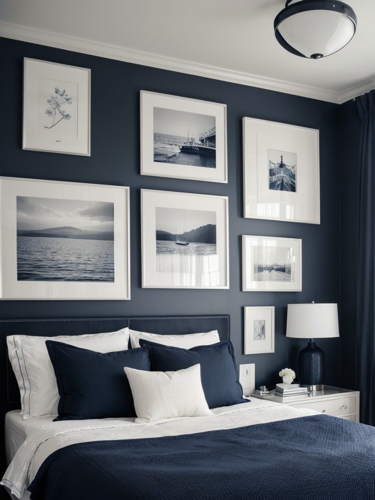 Navy Chic: Create a Timeless Bedroom with a Gallery Wall!