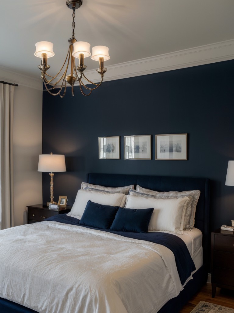 Chic Navy Bedroom Lighting: Illuminate with Style