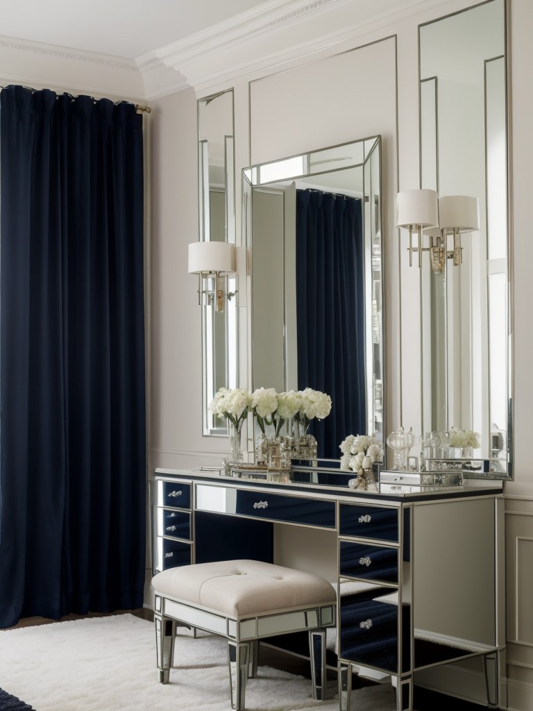 Deep Sea Serenity: Navy Bedroom Decor for a Glamorous Apartment