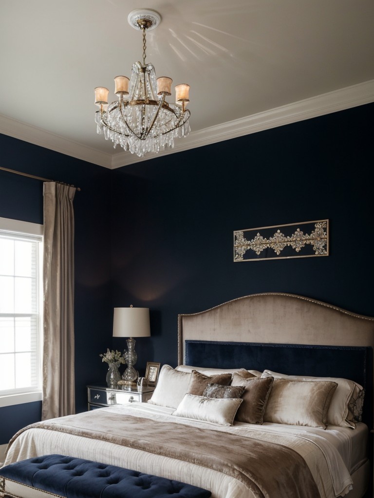 Cozy Navy Bedroom Decor: Rustic Charm & Glamorous Touches