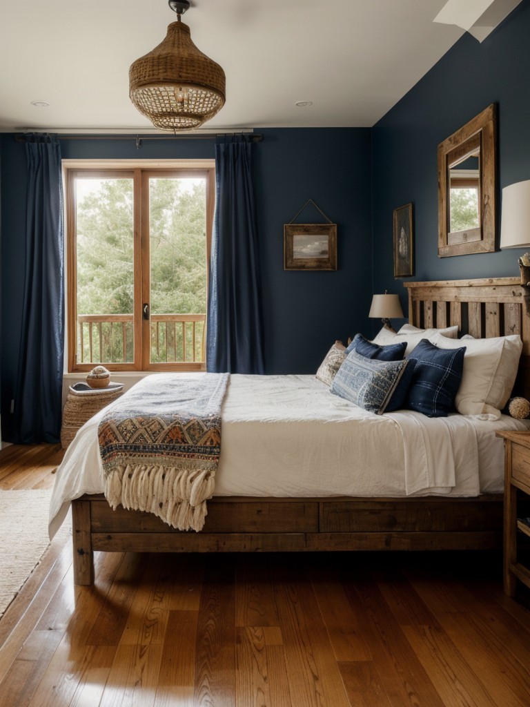 Cozy Retreat: Navy Bedroom Decor Ideas with Rustic Charm