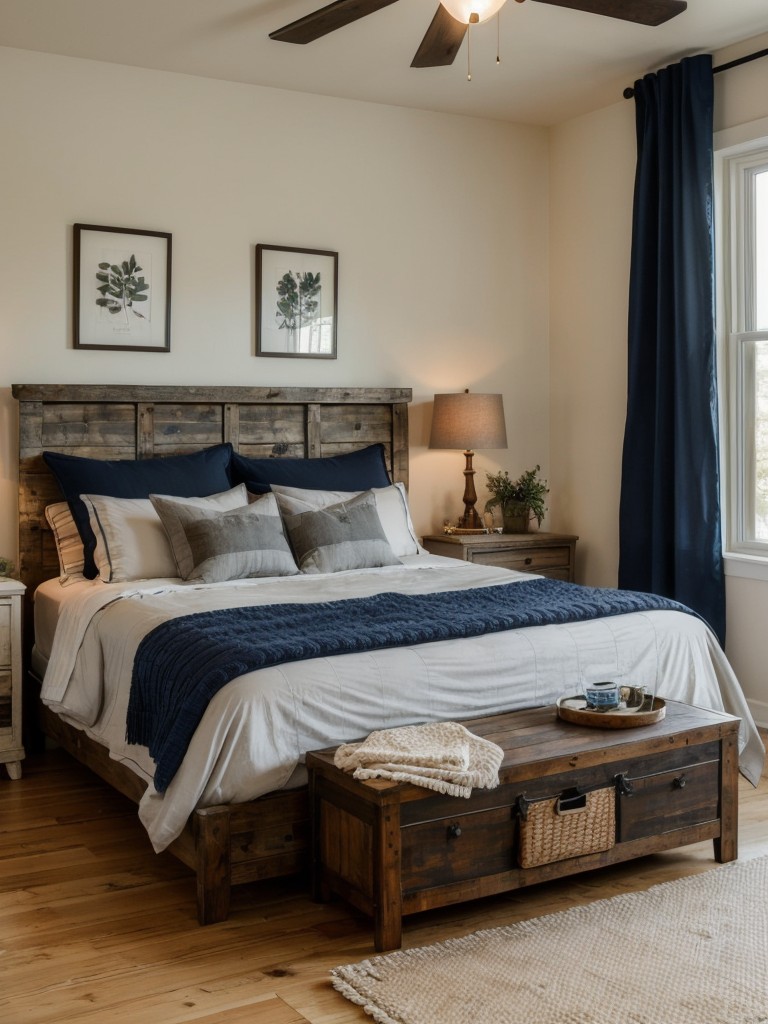 Cozy Retreat: Navy Bedroom Decor Ideas for Rustic Charm