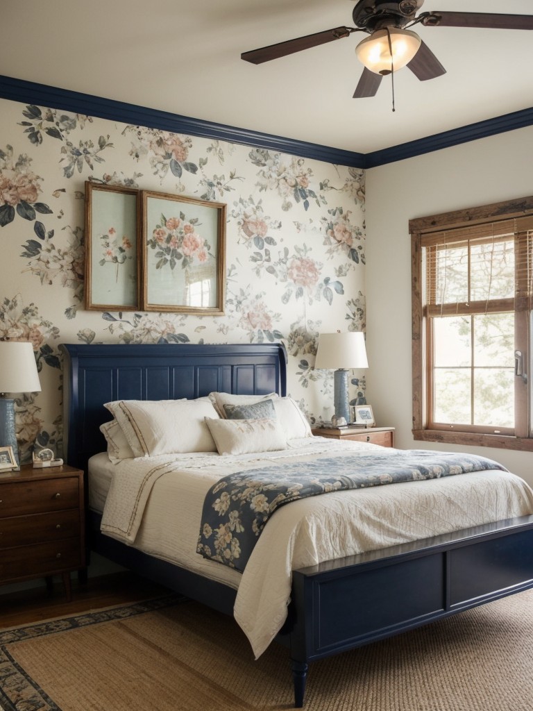 Navy Bedroom Retreat: Rustic Decor Inspo for a Cozy Apartment