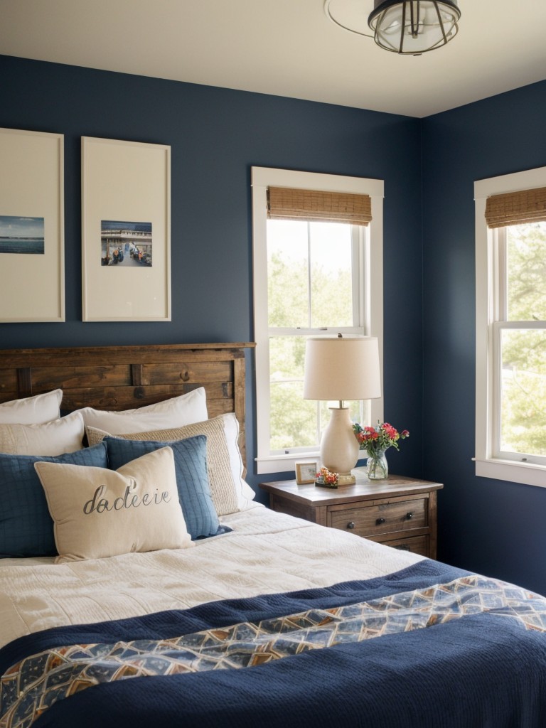 Cozy Navy Bedroom: Rustic Charm for a Relaxing Retreat