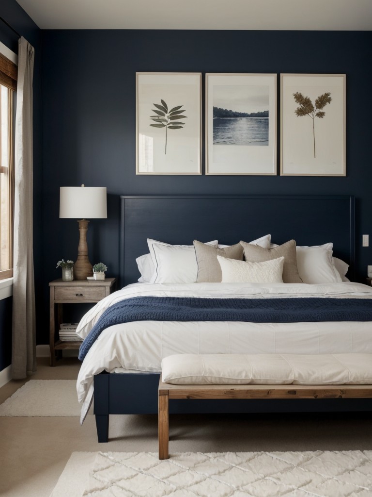 Navy Retreat: Rustic Charm for Your Cozy Apartment