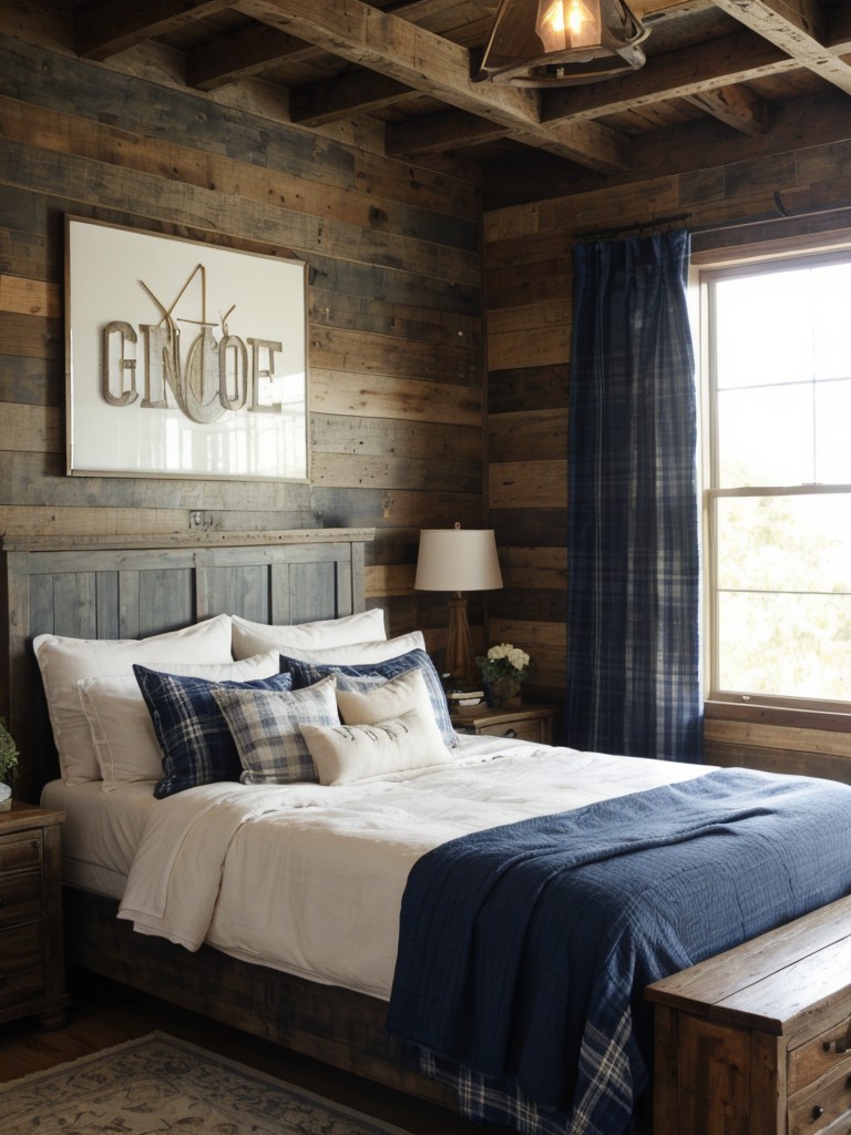 Navy Rustic Retreat: Cozy Apartment Bedroom Decor Ideas