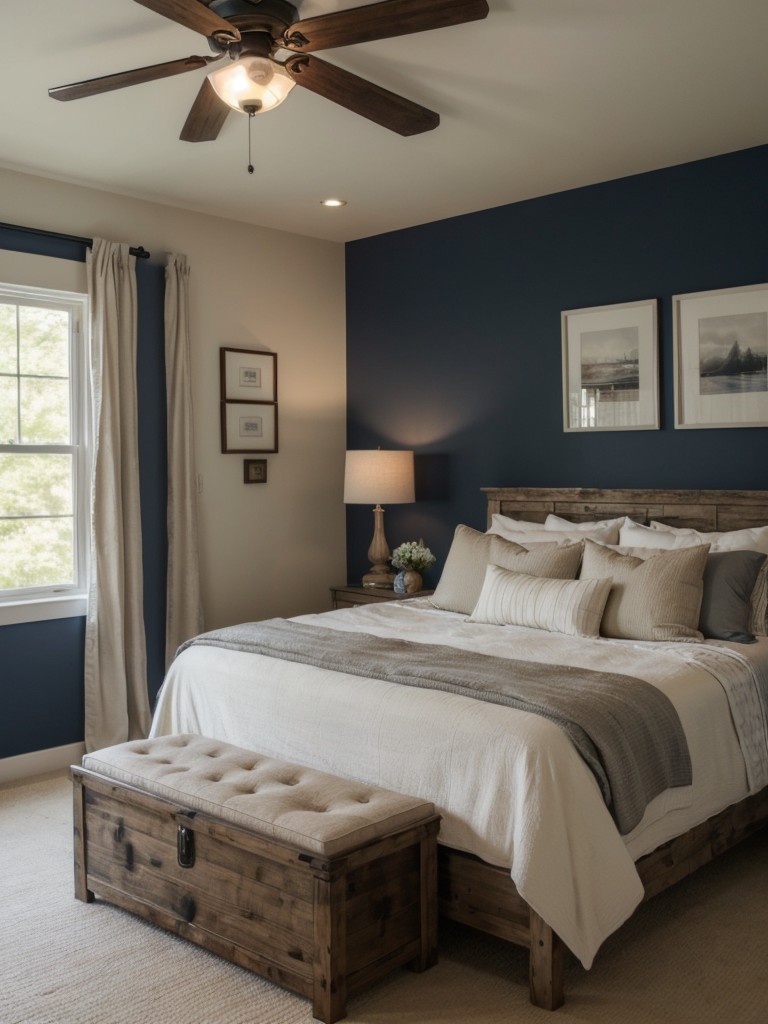 Cozy Apartment Retreat: Rustic Navy Bedroom Decor Ideas