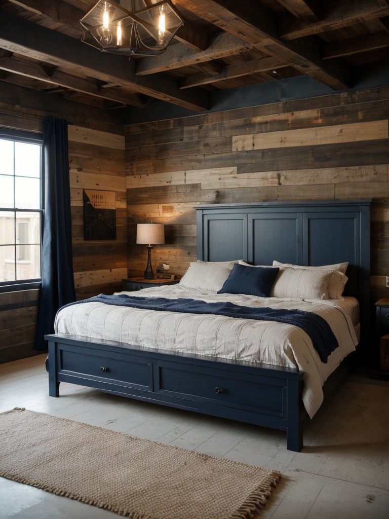 Cozy Retreat: Rustic Navy Bedroom Decor Ideas