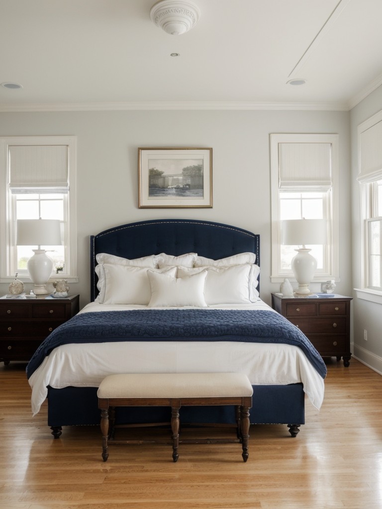 Chic Navy and White Apartment: Timeless Vintage Charm