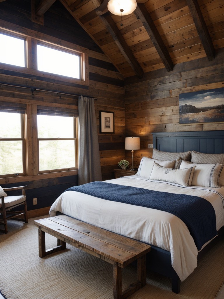 Navy Décor Accents: Elevate Your Bedroom with Rustic Charm