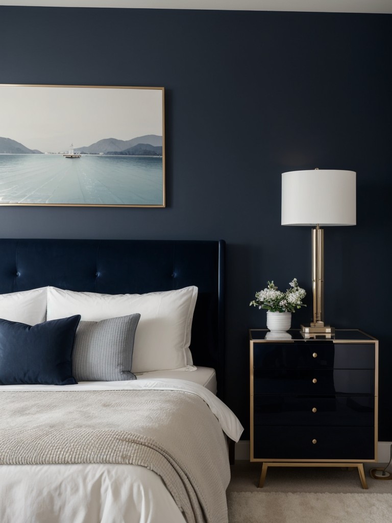 Navy Accents for a Modern, Sleek Apartment Bedroom