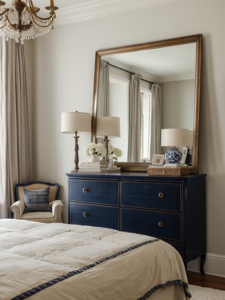 Navy Decor: Vintage-inspired Elegance for Your Bedroom