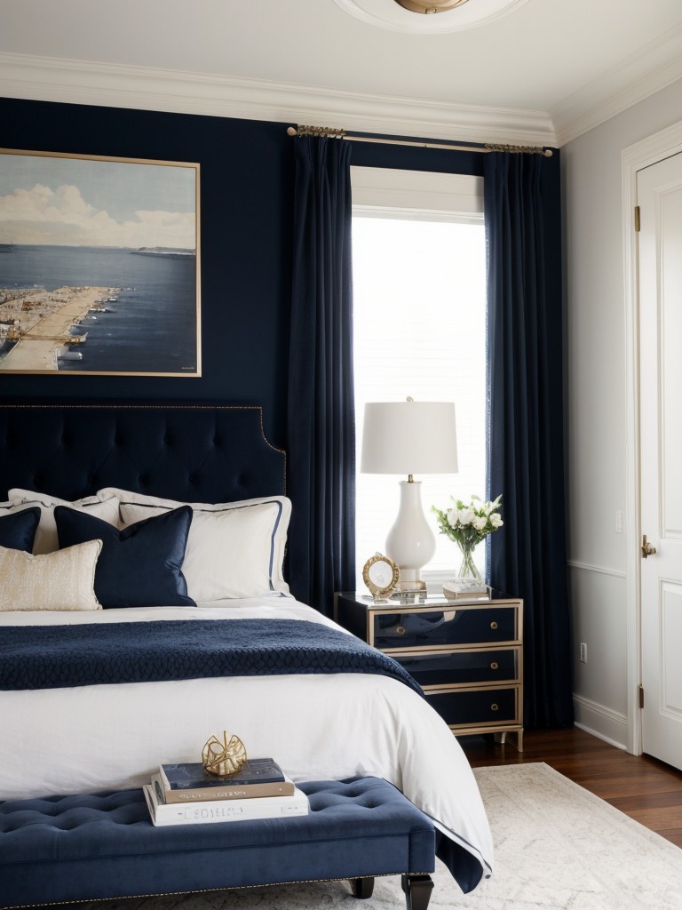 Create a Luxurious Navy Bedroom with a Tufted Headboard!