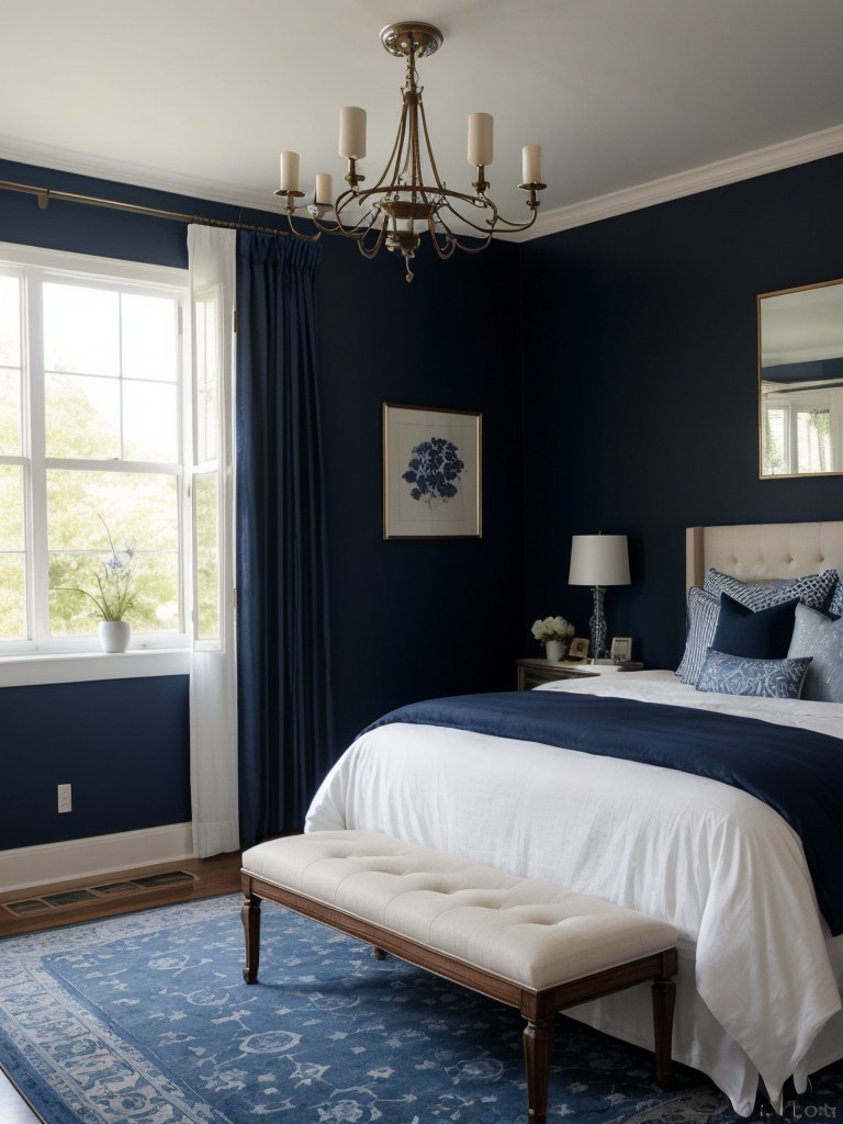 Navy Elegance: Transform Your Apartment with Statement Chandelier