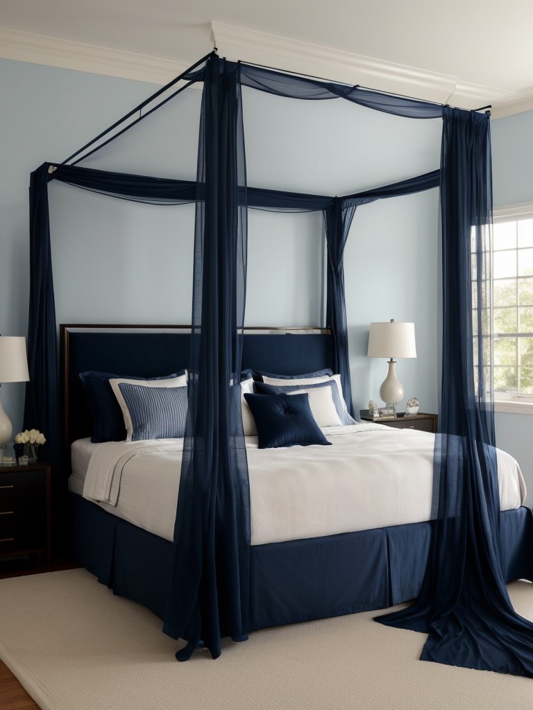 Navy Chic: Transform Your Bedroom with a Dreamy Canopy Bed