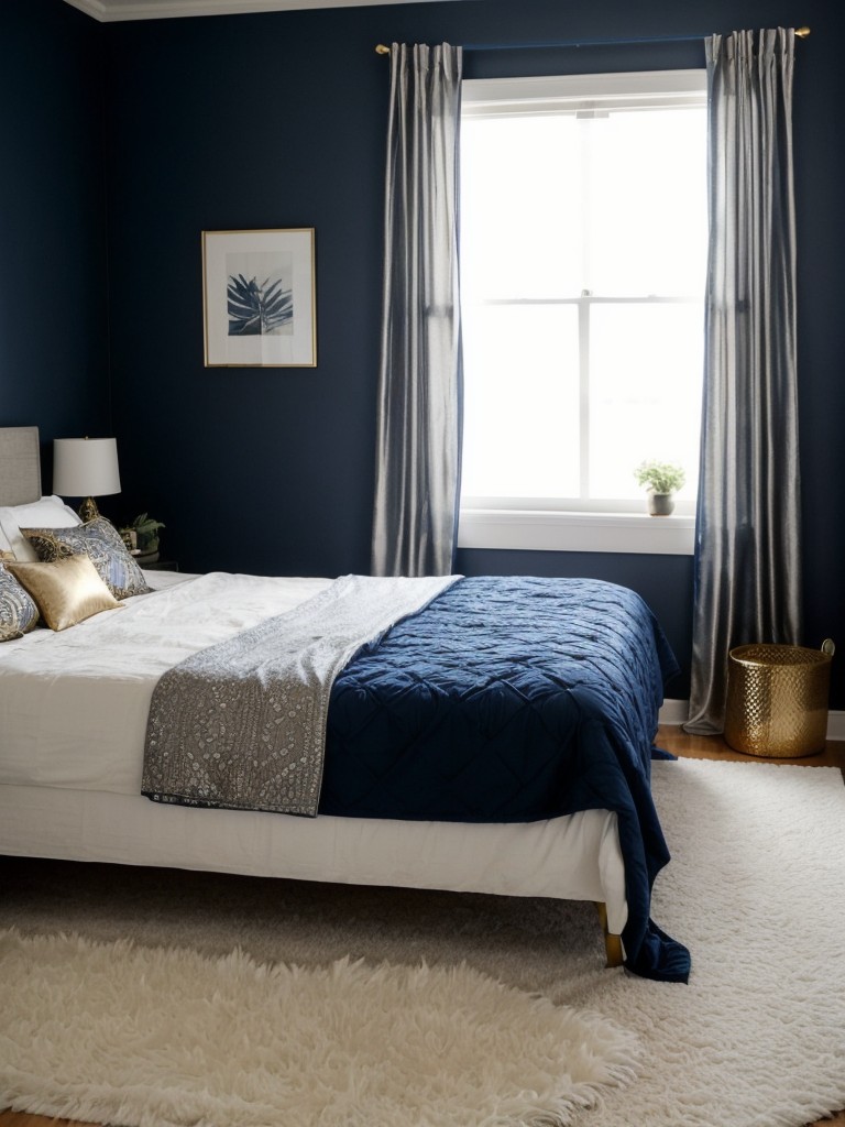 Navy & Metallic: Glam up your bedroom with chic Bohemian vibes!