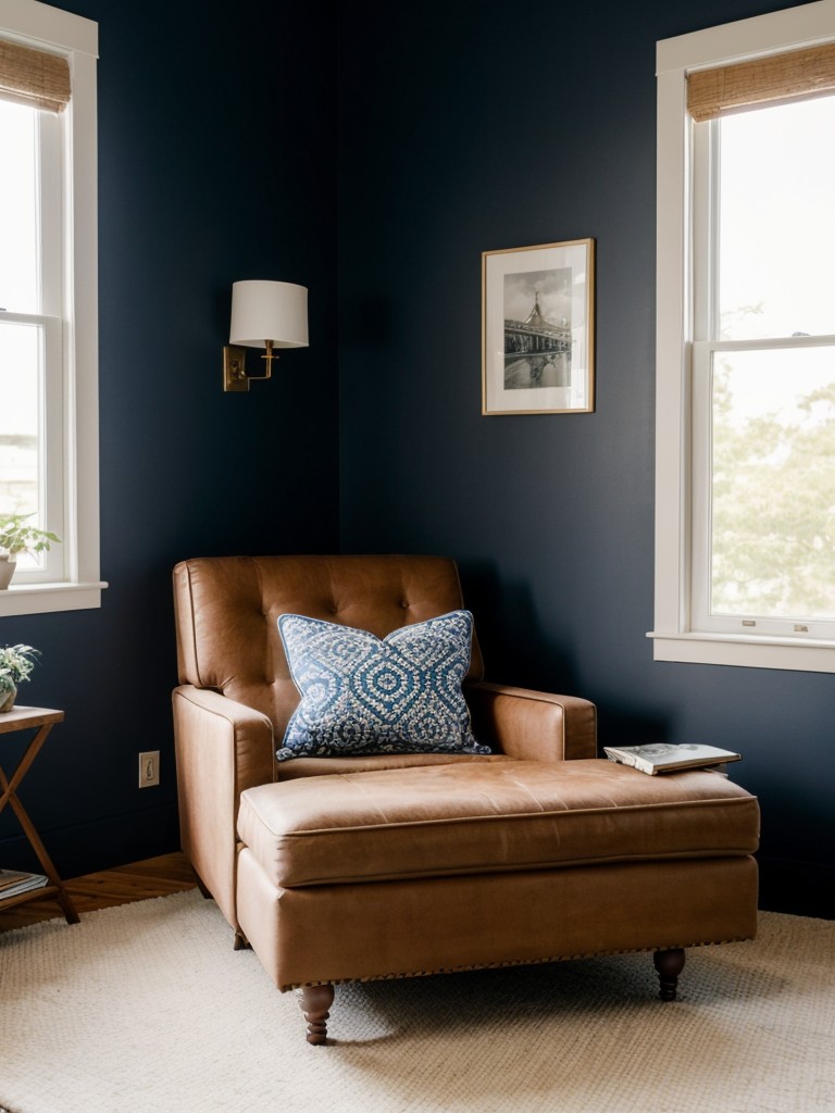 Cozy Bohemian Oasis: Navy Bedroom Decor for Relaxing Retreat