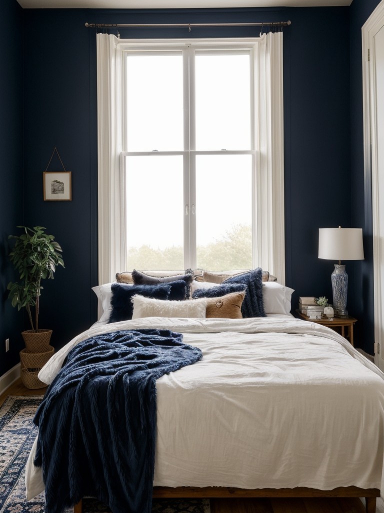 Laid-Back Navy Bedroom Decor: Boho Charm for Your Apartment