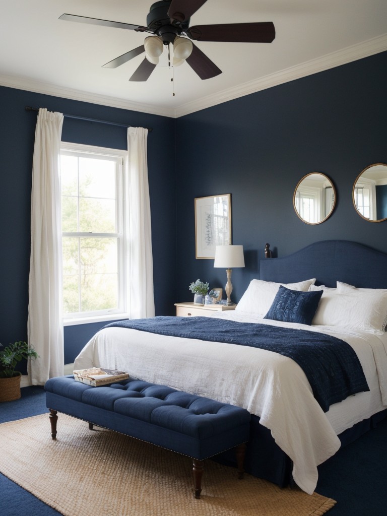 Cozy Navy Bedroom Vibes: Embrace the Bohemian Chic!