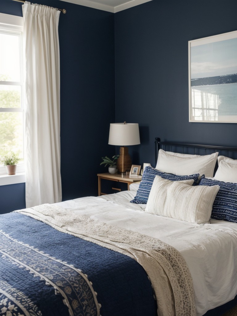 Navy Accent Wall: Elevate Your Apartment with Boho Vibes