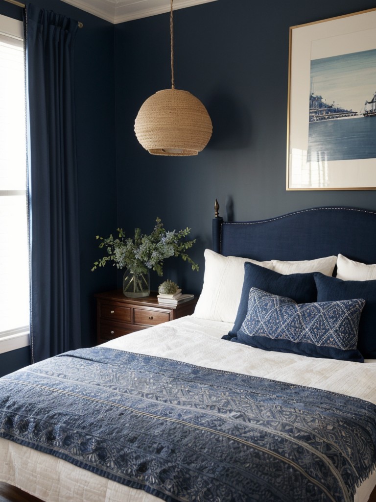 Navy Accents: Elevate Your Apartment with Bohemian Chic Vibes!