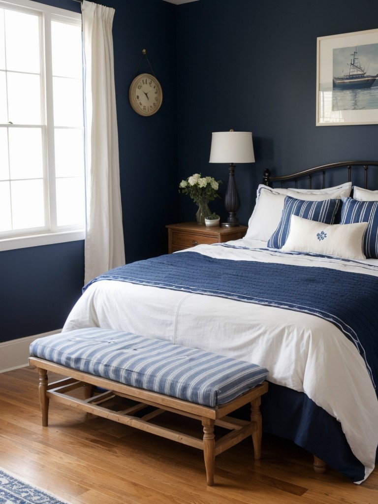 Timeless Navy Bedroom: Sophisticated & Tranquil Apartment Vibes