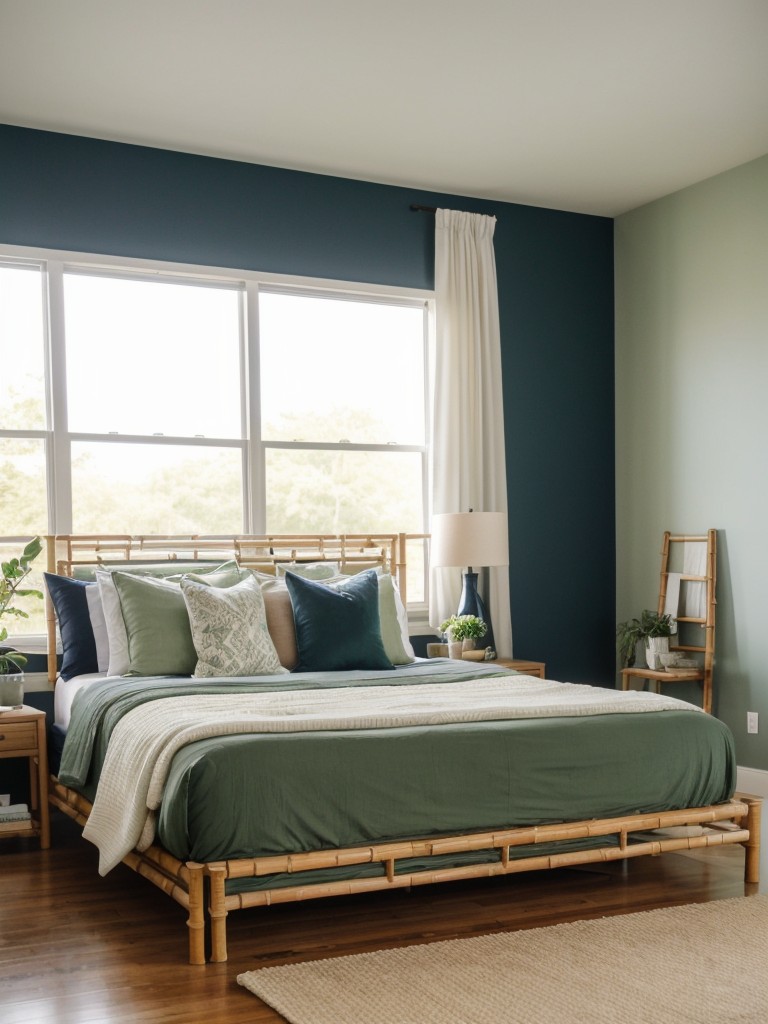 Zen-inspired Navy & Green Bedroom Decor: Serenity at Home