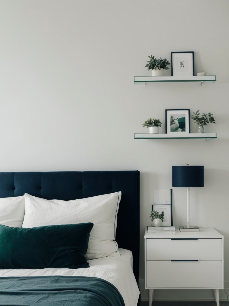 Sleek Navy and Green Bedroom: Get a Refreshing Modern Look!