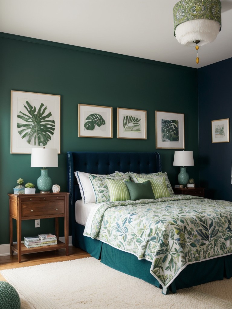 Colorful Bedroom Decor: Navy and Green Refresh