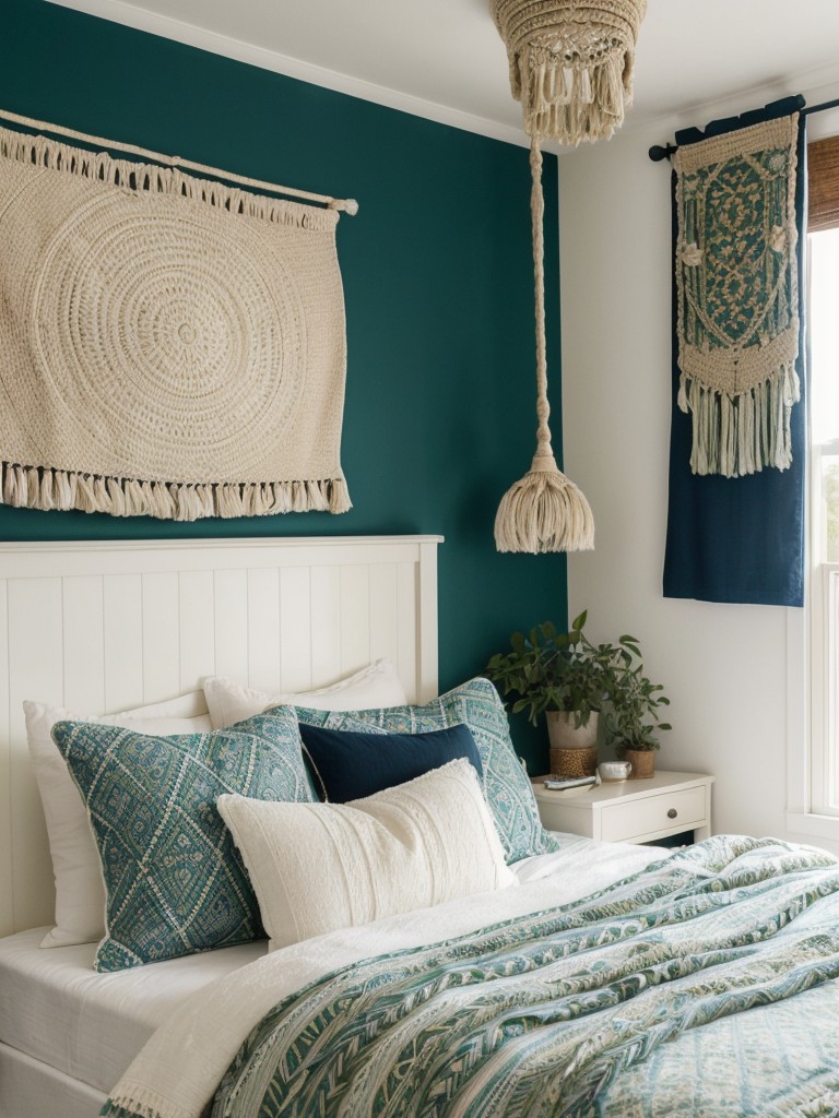 Boho Bedroom Vibes: Navy & Green Apartment Decor