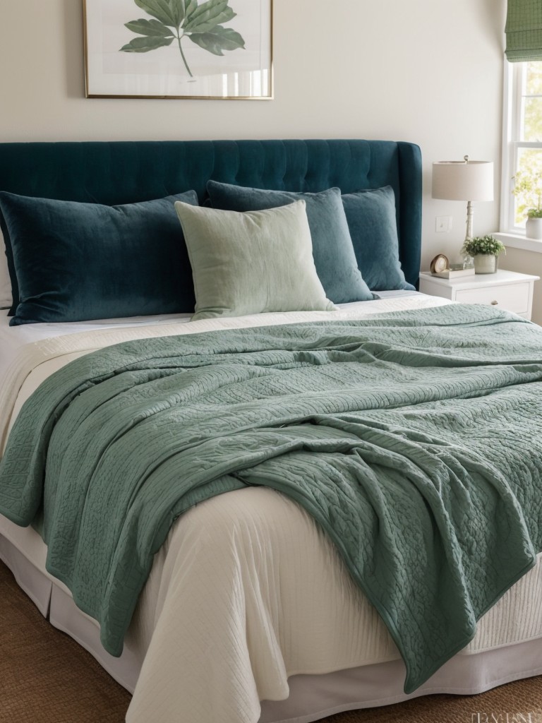 Cozy Haven: Refresh Your Bedroom Decor with Navy and Green