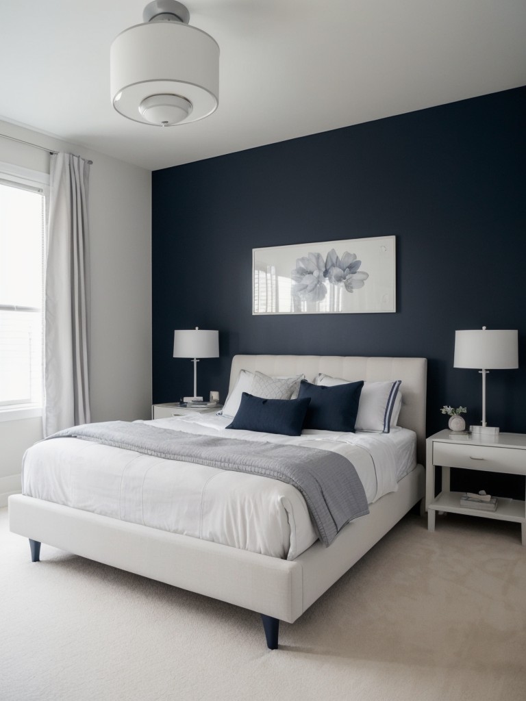 Chic Navy Bedroom: Whimsical Decor for a Playful Touch