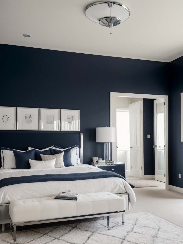 Playful Navy Bedroom Decor: Modern & Minimalist Style