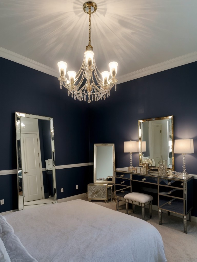 Chic Navy Bedroom Decor: Glamour meets playfulness in your apartment