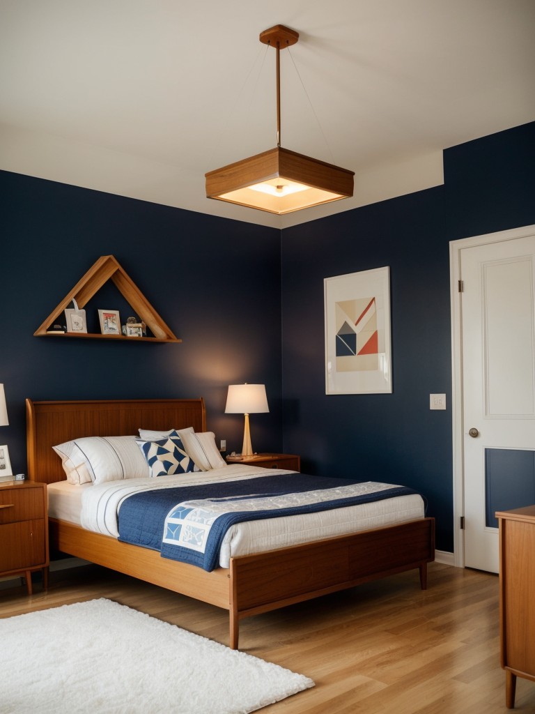 Playful Navy Bedroom Decor: Mid-Century meets Contemporary!