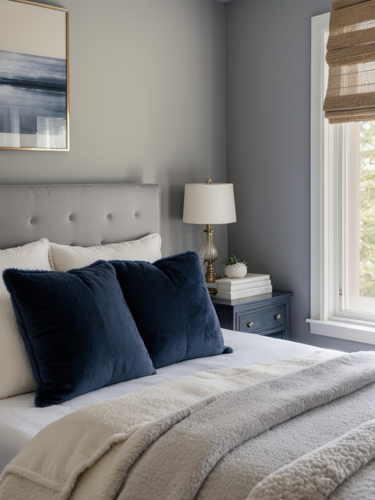 Navy Bedroom Beauty: Cozy & Inviting Apartment Ambiance