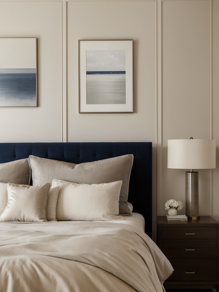 Cozy Navy Bedroom Vibes: Elegant apartment decor inspo!