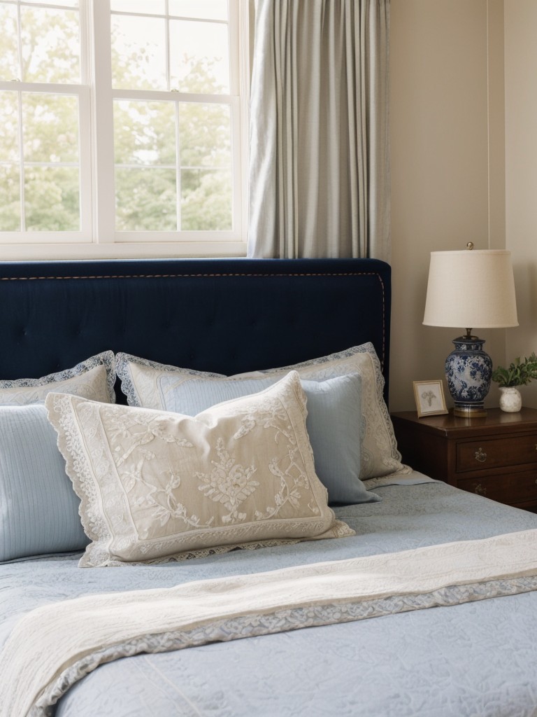 Vintage Charm for a Serene Navy Bedroom