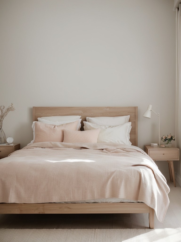 Serene Navy and Blush Apartment Bedroom: Minimalist Scandinavian Design