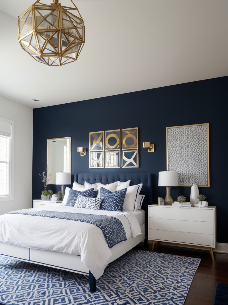 Add Wow Factor to Your Bedroom with Navy Geometric Decor