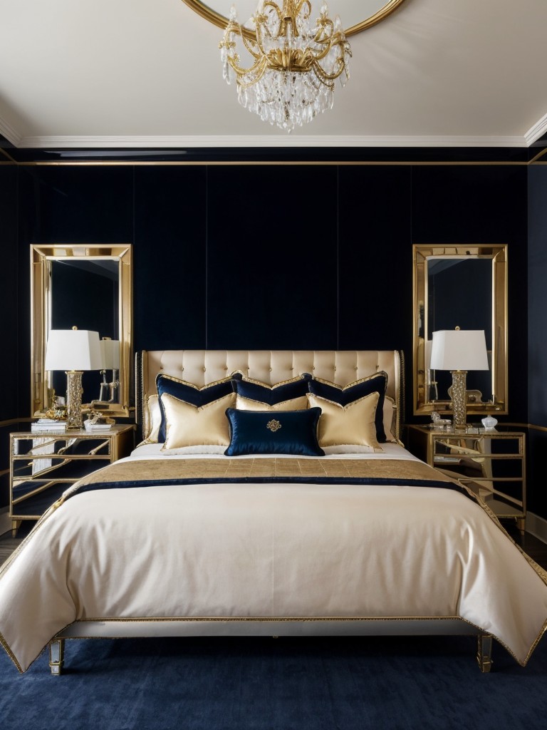 Navy Bedroom Decor: Embrace Hollywood Regency Glamour!