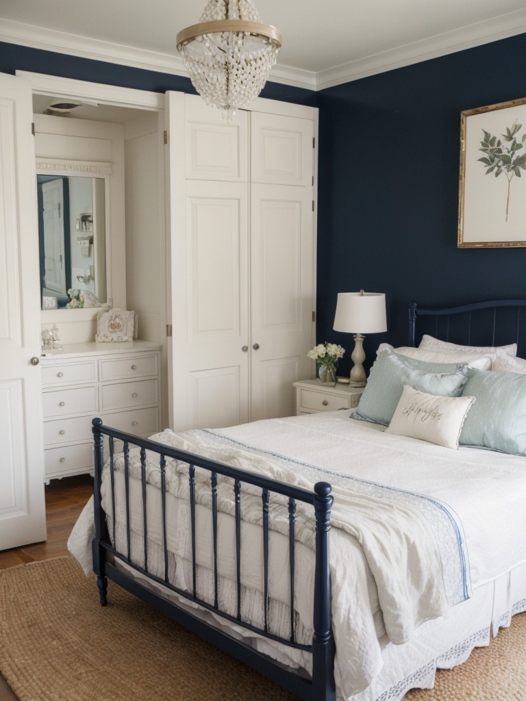 Vintage Shabby Chic: Bold Navy Bedroom Decor Inspiration