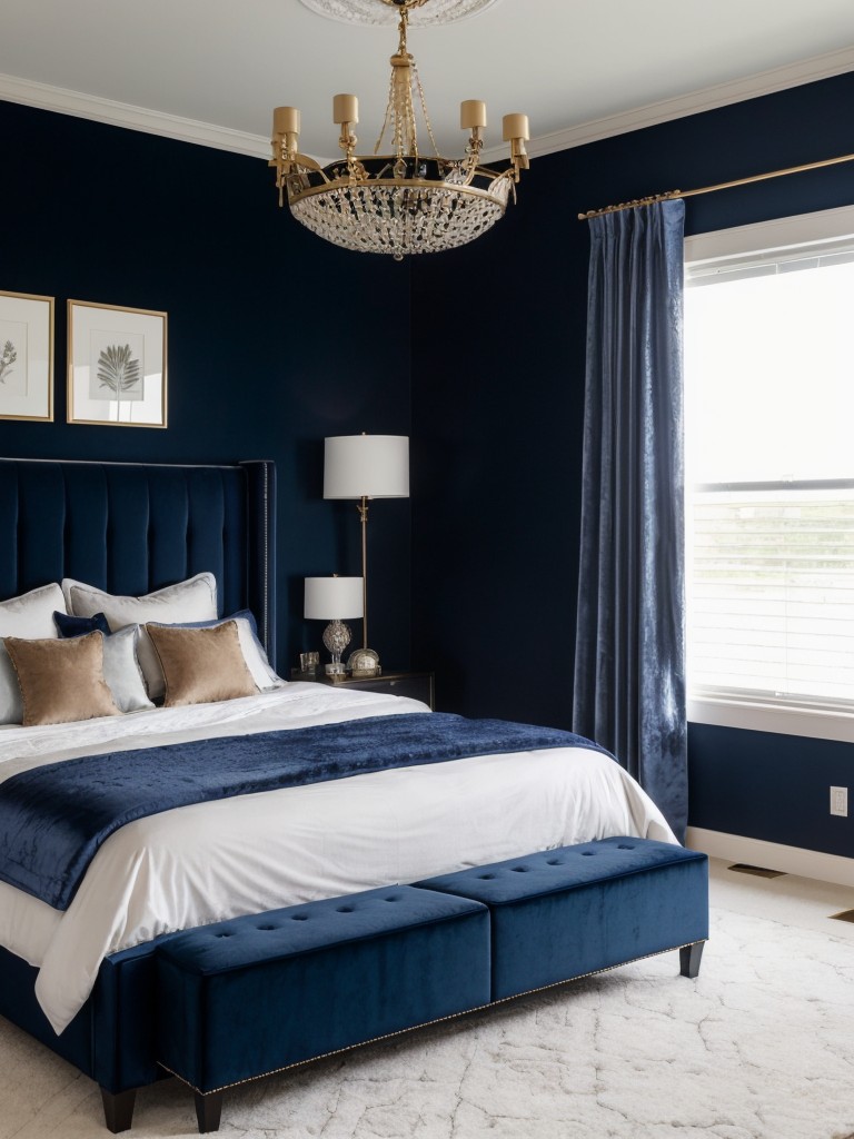 Navy Bedroom Bliss: Elevate Your Space with Luxurious Velvet Accents