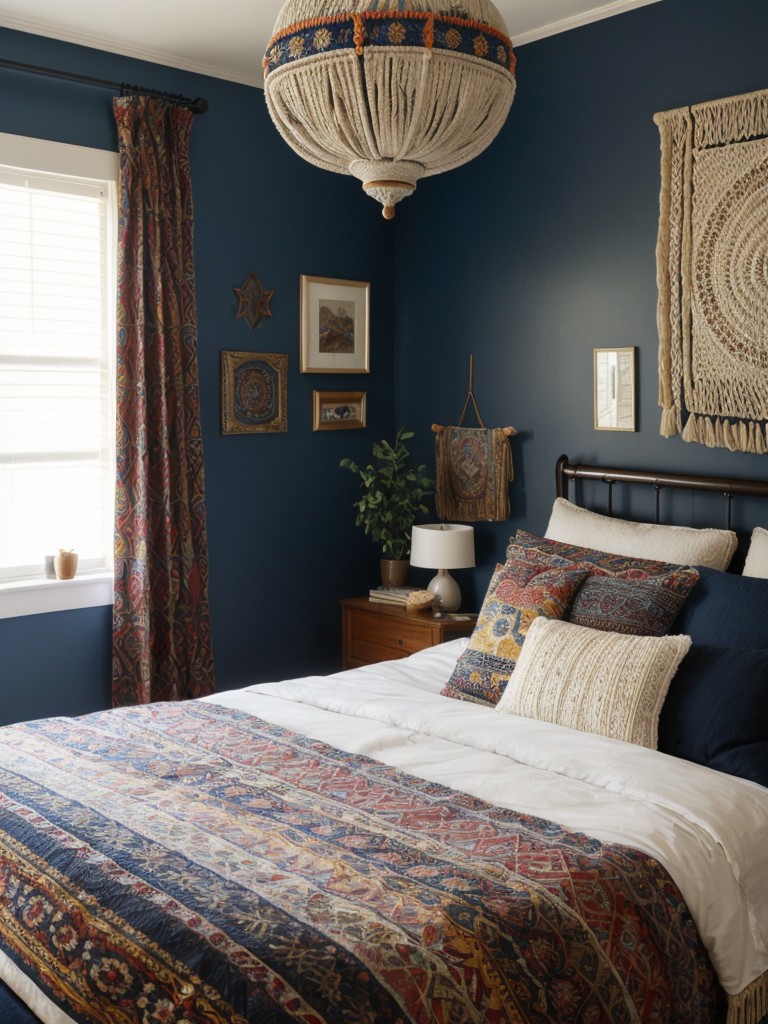 Bohemian Chic Apartment: Create a Vibrant Navy Bedroom!