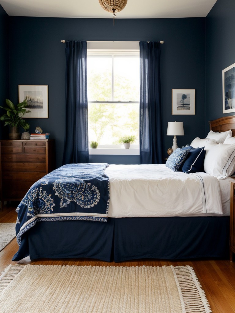 Chic Navy Bedroom Decor: Inspiring Eclectic Boho Vibes!