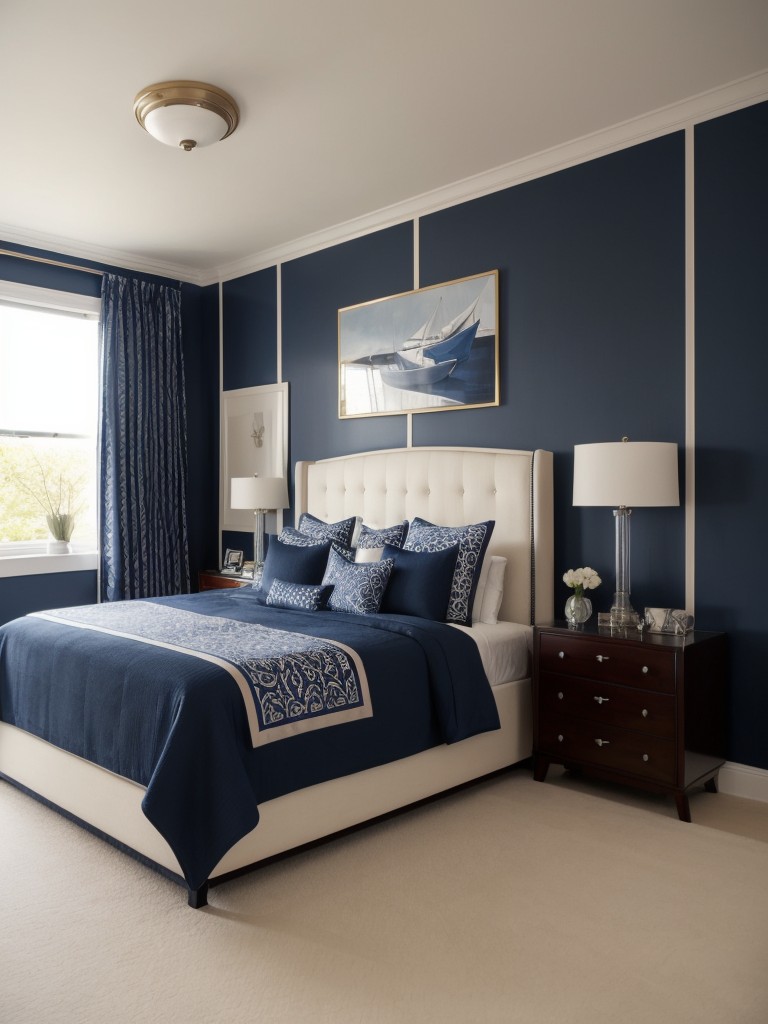 Navy Bedroom: Bold & Elegant Art Deco Apartment Decor