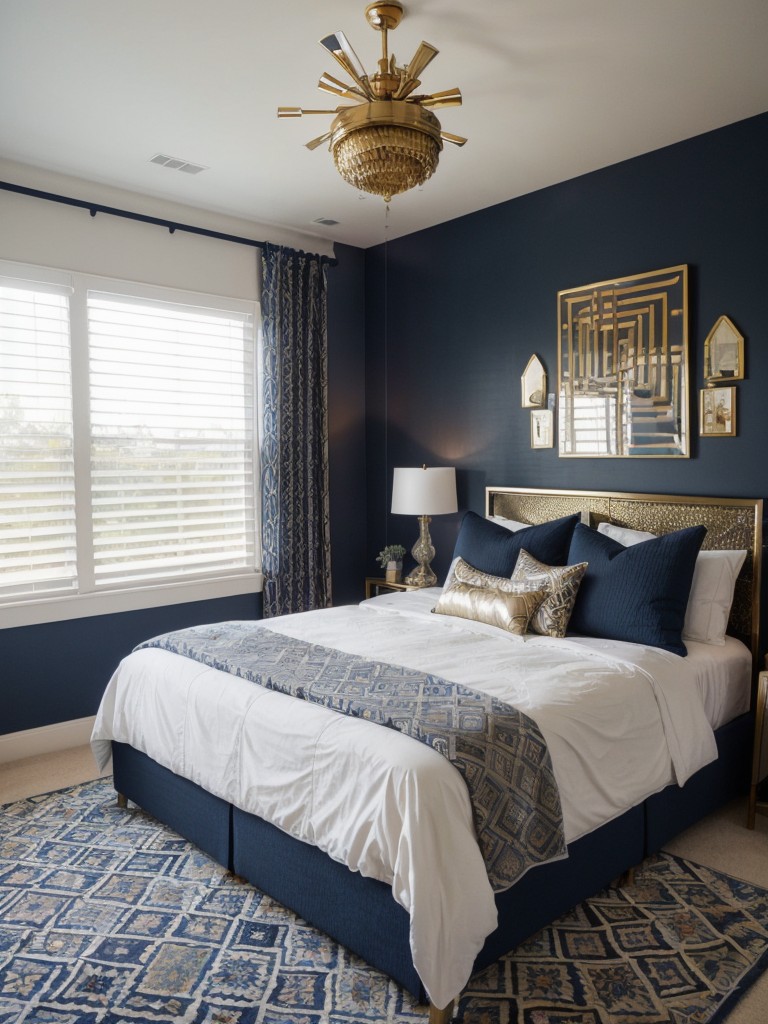 Chic Navy & Metallics: Apartment Bedroom Inspo!