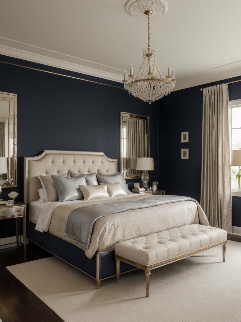 Chic and Timeless: Elevate Your Apartment with Navy and Metallics!